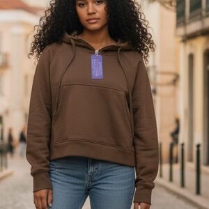 🆕1/4 Zip Pull Over Hoodie  Brown